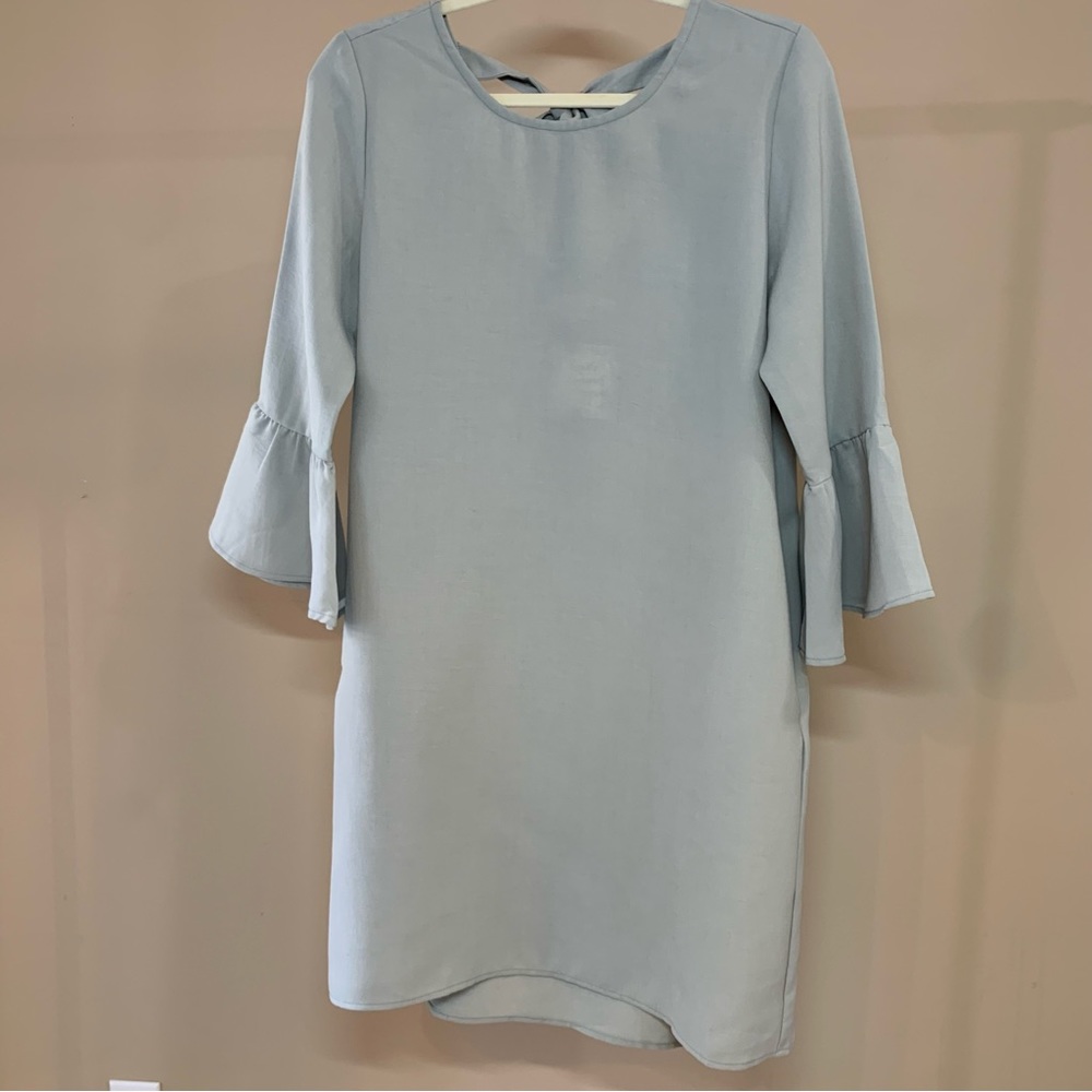 Promesa Ruffle Sleeve,Back Neckline Tie, Soft Sage Green Dress, New With Tags, M